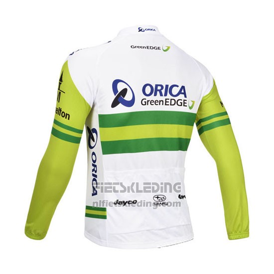 2013 Fietskleding Orica GreenEDGE Wit en Groen Lange Mouwen en Koersbroek